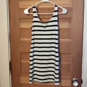 black and white striped dress